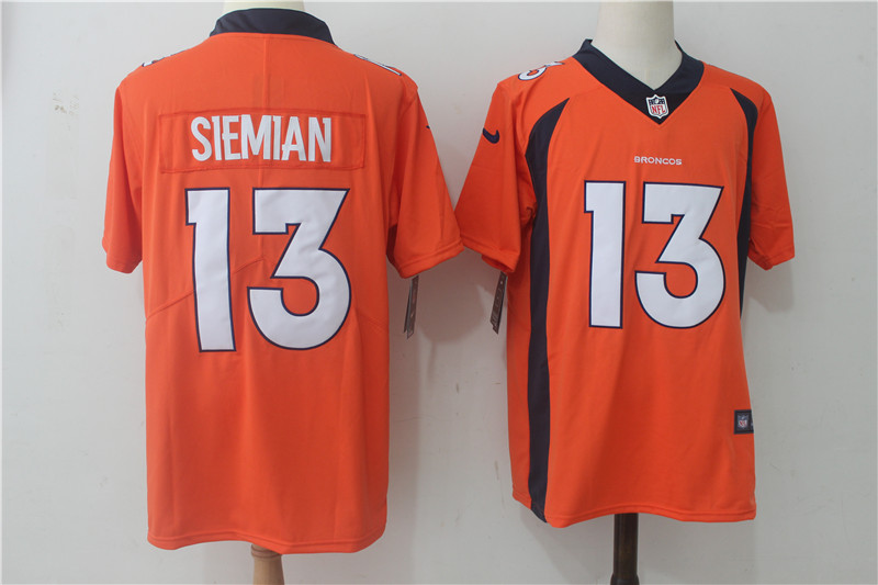 Men's Denver Broncos Trevor Siemian #13 Orange Jersey